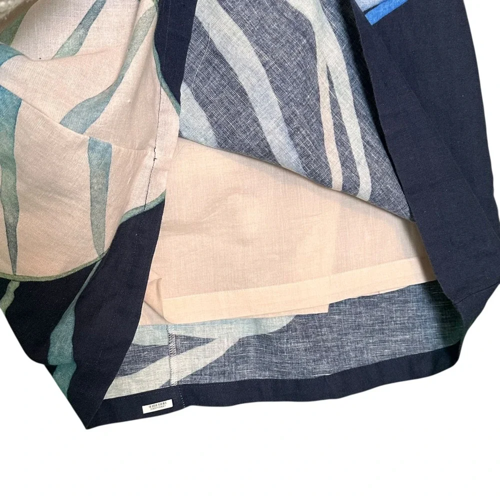 Conditions Apply Anthropologie Shift Dress Large Petite Palm Leaf Navy Pink - Picture 6 of 12
